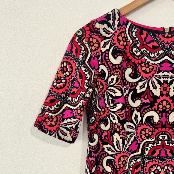 ELIZA J vibrant damask print sheath mini dress with back zipper size 2 petite - Picture 2 of 11